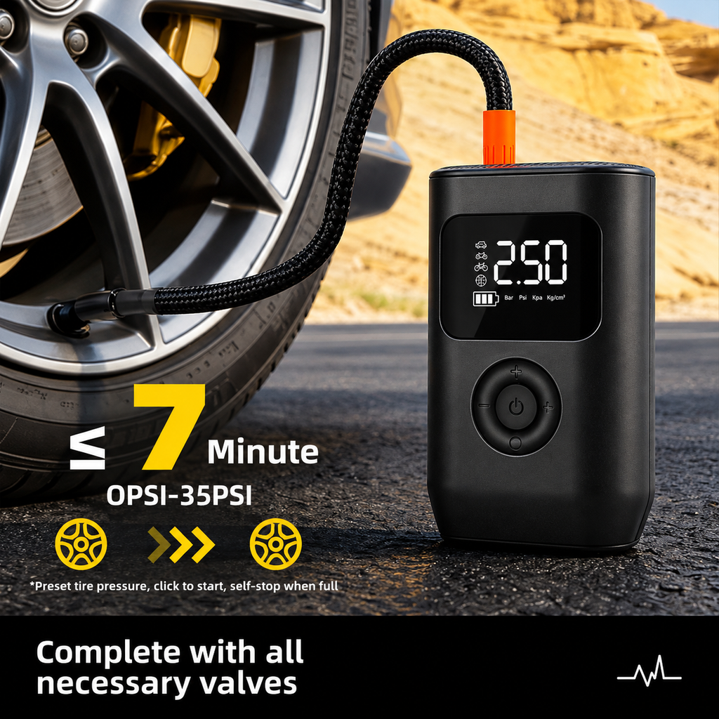 - Keeproadair™ Cordless Digital Tire Inflator