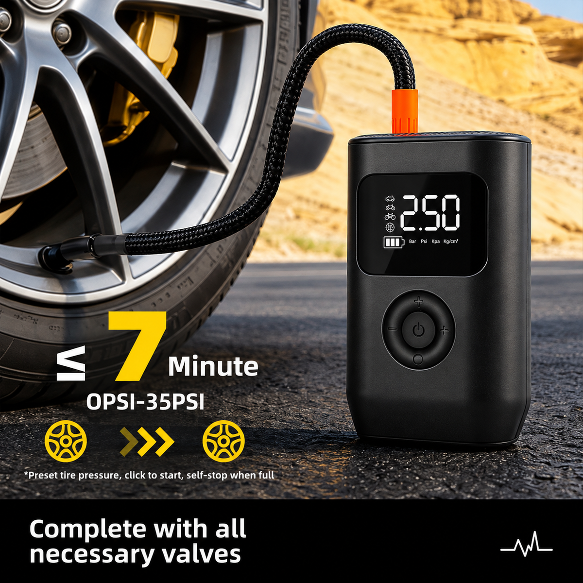 - Keeproadair™ Cordless Digital Tire Inflator